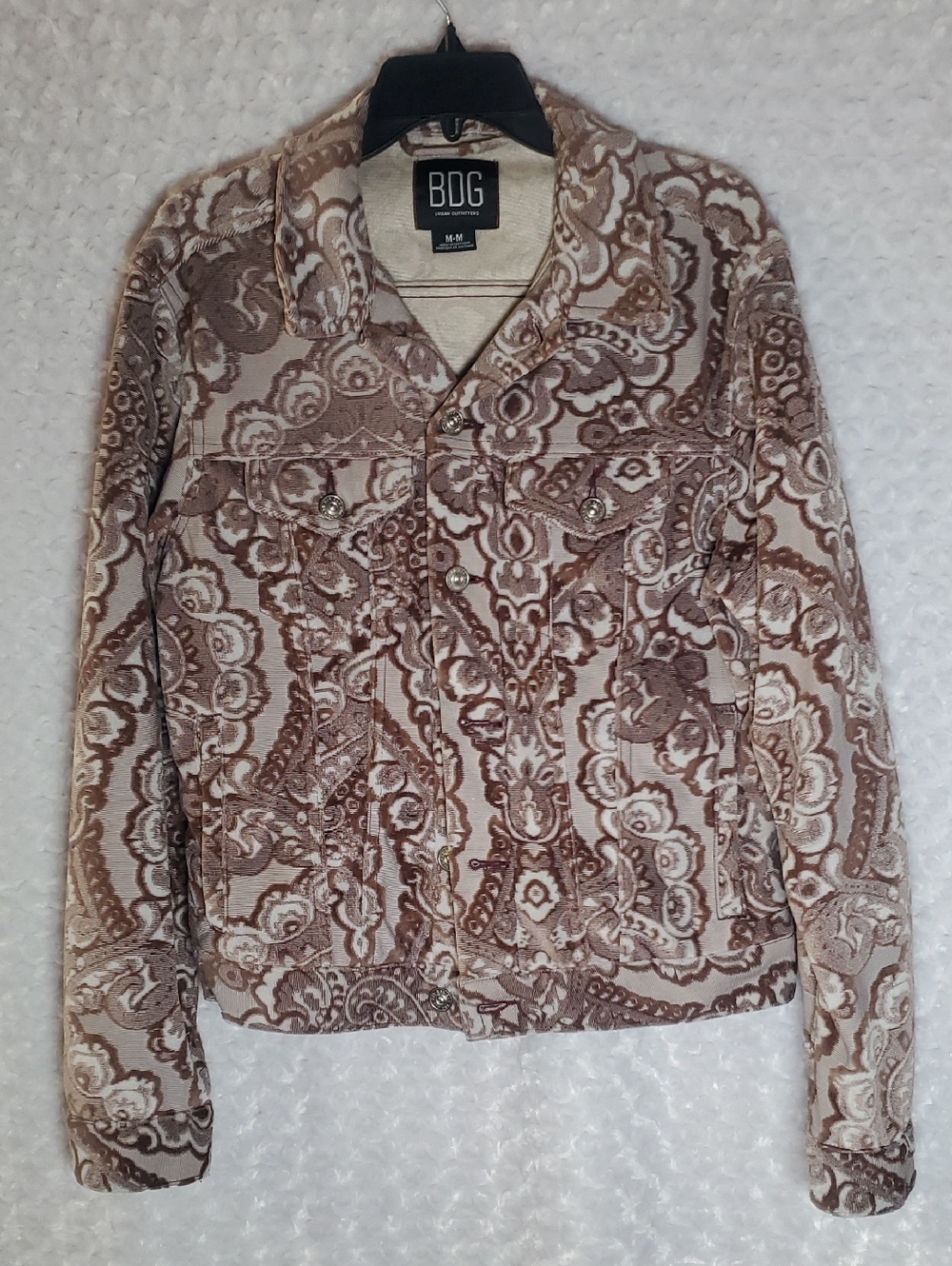 BDG Women's Brown and Cream Paisley Jean Jacket